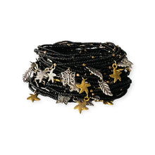 Afbeelding in Gallery-weergave laden, Zwart enkelbandje Masaikraaltjes elastisch