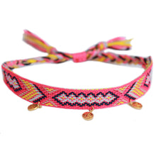 Afbeelding in Gallery-weergave laden, enkelbandje geknoopt roze met muntjes