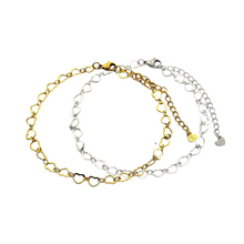 Afbeelding in Gallery-weergave laden, RVS Enkelbandje met een schakel van hartjes