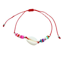 Afbeelding in Gallery-weergave laden, Fijn enkelbandje, met kauri schelpje (diverse kleuren beschikbaar)