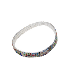 Afbeelding in Gallery-weergave laden, Een elastisch enkelbandje met fonkelende strass steentjes in subtiele kleurtjes trippel laag
