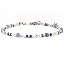 Afbeelding in Gallery-weergave laden, enkelbandje natuursteen blauwe kwarts zilver