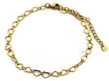 Afbeelding in Gallery-weergave laden, RVS Enkelbandje met een schakel van hartjes goud