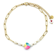 Afbeelding in Gallery-weergave laden, d ketting van rvs goud met parels en hartje