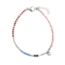 Afbeelding in Gallery-weergave laden, Enkelbandje roze kralen en rvs hartje