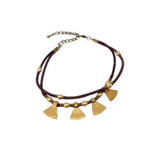 Afbeelding in Gallery-weergave laden, enkelbandje leer en koperen kralen