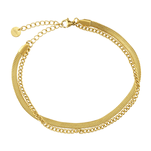 dubbel enkelbandje 18k goud verguld flat snake