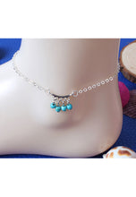 Afbeelding in Gallery-weergave laden, Zilverkleurig enkelbandje Turquoise kraaltjes
