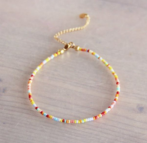 enkelbandje multicolor kralen fijn