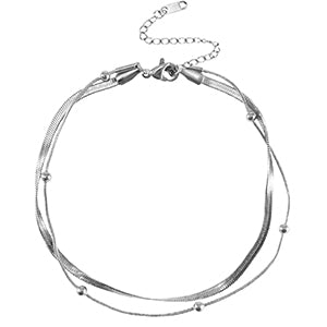 Enkelbandje rvs dubbel Snake and Ball
