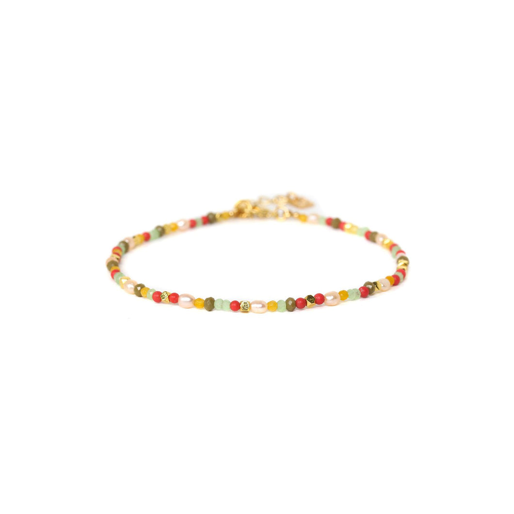 Zomer mini kralen enkelbandje, verguld goud (18k) Multicolor