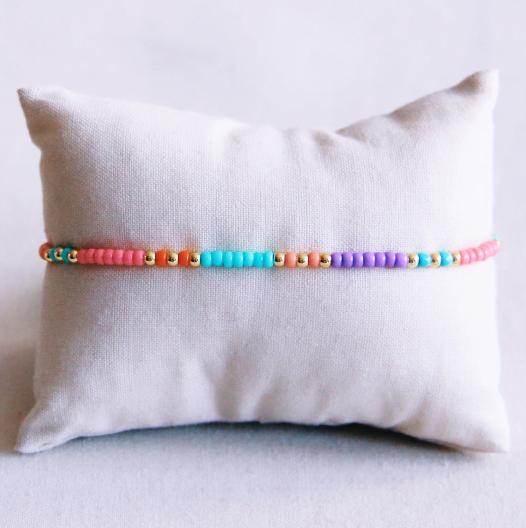 Enkelbandje met kralen multicolor