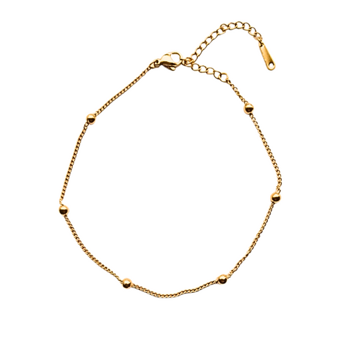 enkelbandje goud kleurig met balletjes rvs gold plated