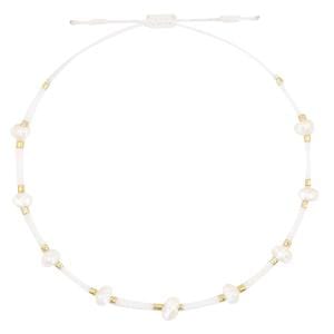 Trendy enkelbandje met Miyuki kralen pearl White