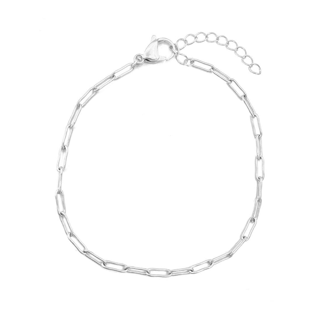 Zilverkleurig schakel enkelbandje Boho Beach
