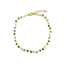 Afbeelding in Gallery-weergave laden, Gouden enkelbandje Boho Beach gekleurde steentjes
