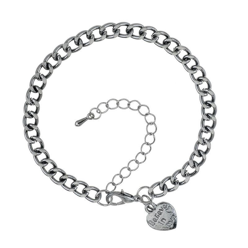enkelbandje met een hartjesbedeltje zilver
