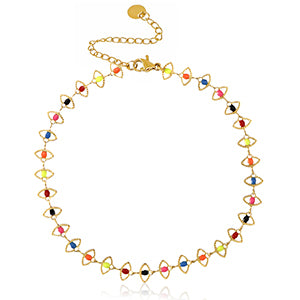 Enkelbandje goldplated rvs met oogjes