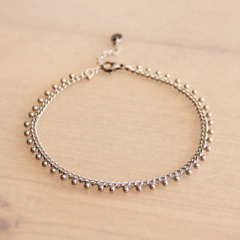 enkelbandje rvs zilver met balletjes