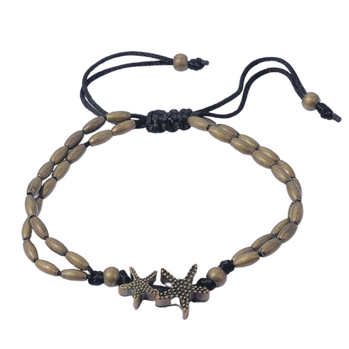 Enkelbandje met zeesterren in metal look