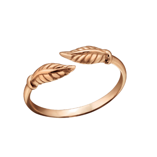 Teenring 'Leaves'gold plated op een 925 sterling zilveren basis