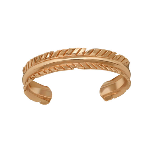 Teenring 'Feather'gold plated op een 925 sterling zilveren basis