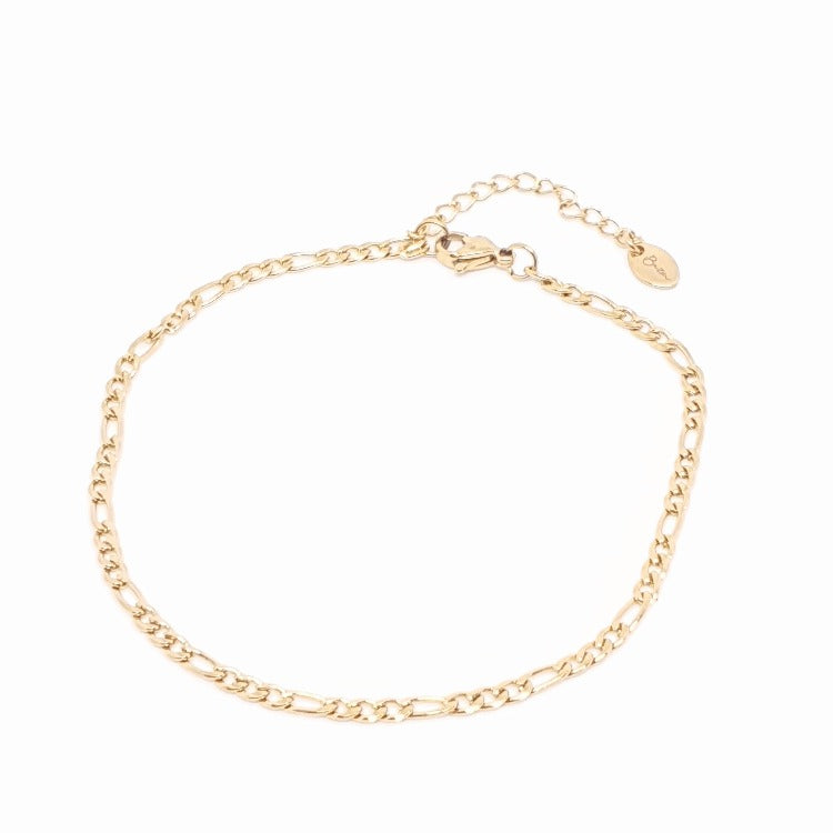 gouden 3mm ketting enkelbandje met een verlengkettinkje stainless steel anklet